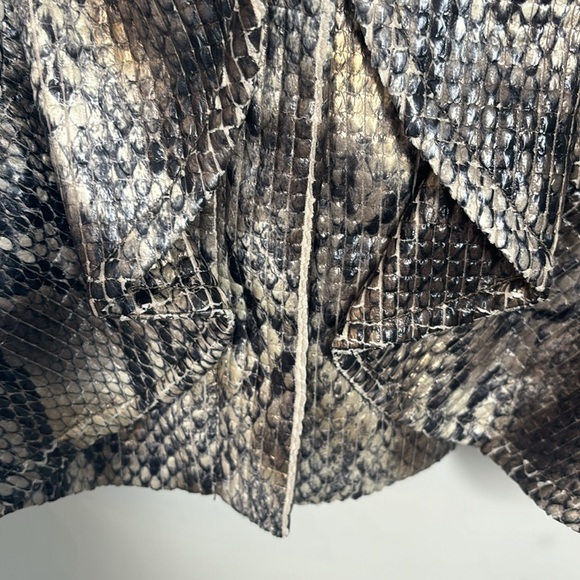 BIANCA NYGARD Faux Snakeskin Ruffled Moto Jacket - Picture 6 of 16